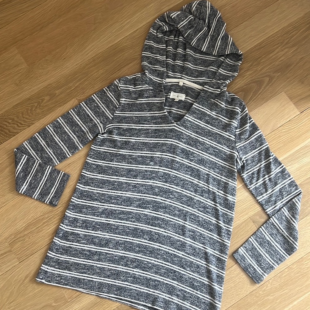 Lou and Grey Brushline Striped Rayon Blend Hoodie Sweater XS